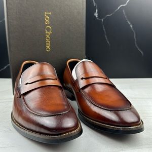Los Chomo Men’s Leather Slip-On Penny Loafer Brown sz 7